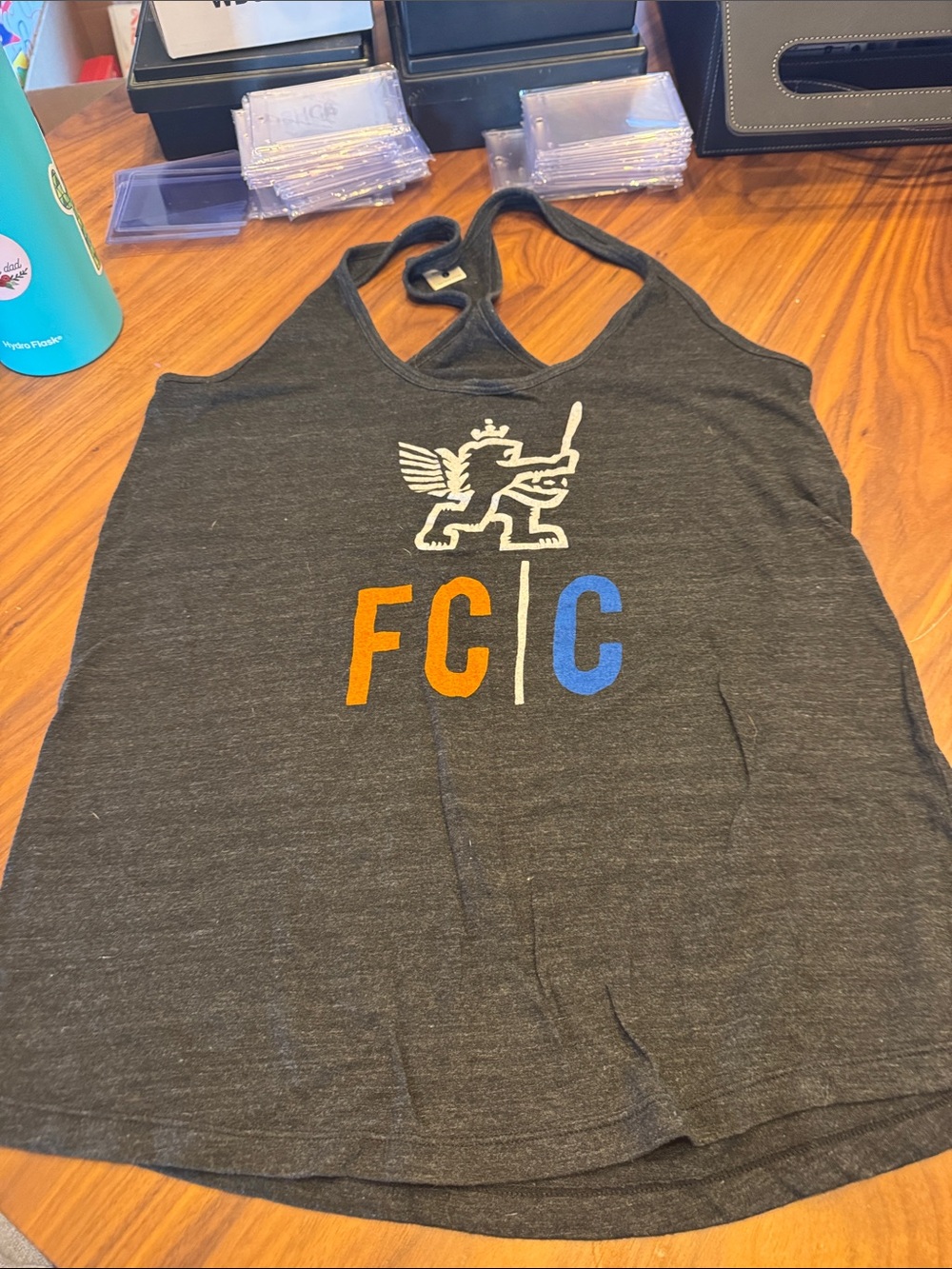 HOMAGE Gray Racerback Tank with Orange & Blue FC|C Logo
